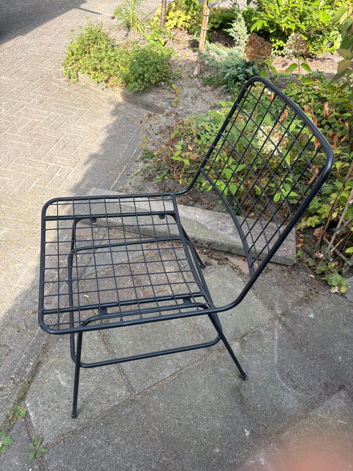 Metalen stoel, Huis en Inrichting, Stoelen, Ophalen, Gebruikt, Zwart, Metaal