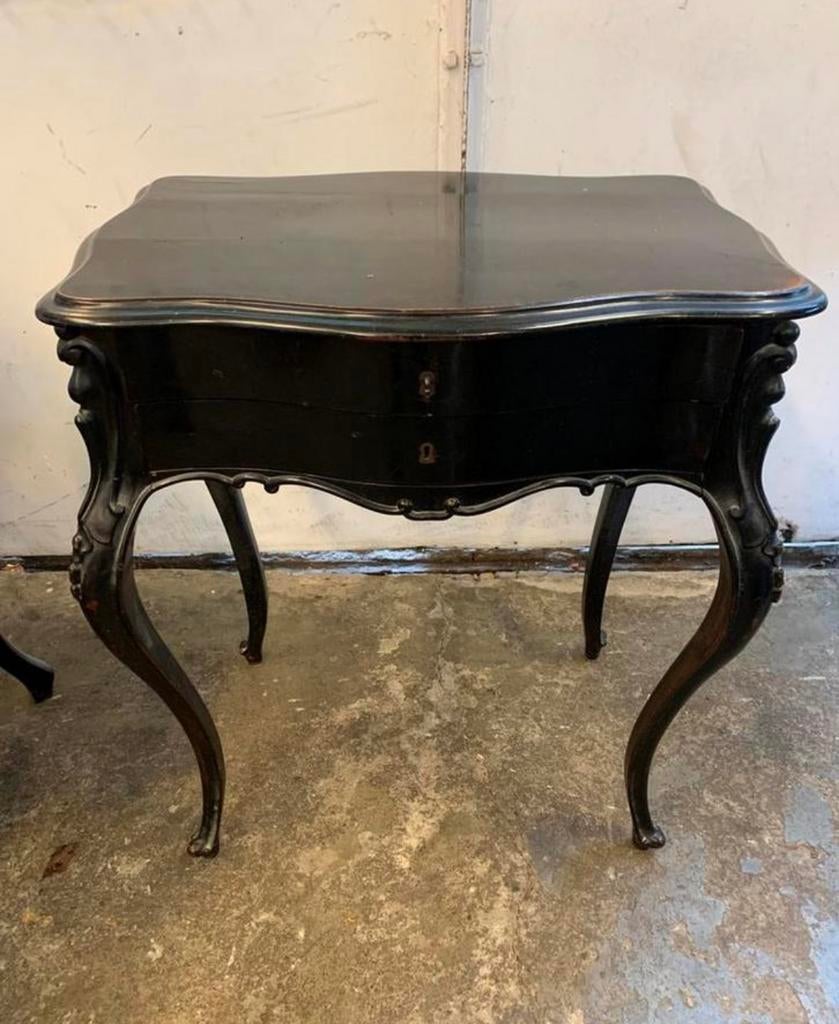 Tafel zwart gelakt schrijfbureau in Lodewijk XV- biedermeier, Ophalen of Verzenden