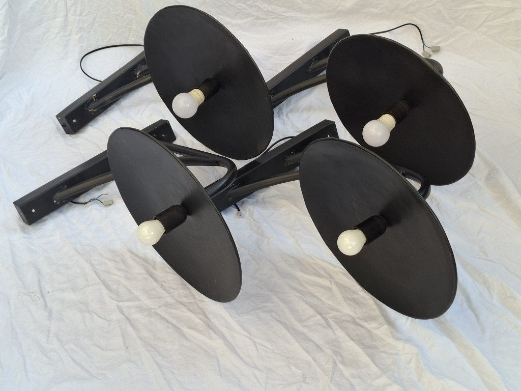 Set van 4 Industriële Buitenlampen "Olympic" – Retro Led, Tuin en Terras, Gebruikt, Minder dan 50 watt, Wandlamp, Ophalen of Verzenden