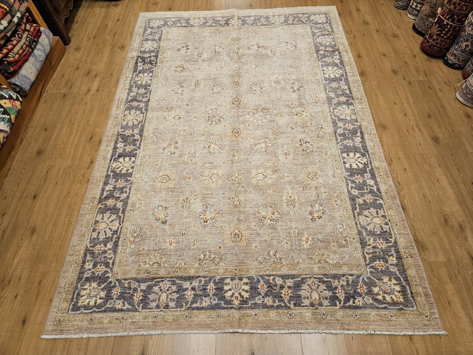 Handgeknoopt oosters tapijt ziegler 275x185, Perzisch, 150 tot 200 cm, Vof Slats Antiek, Crème