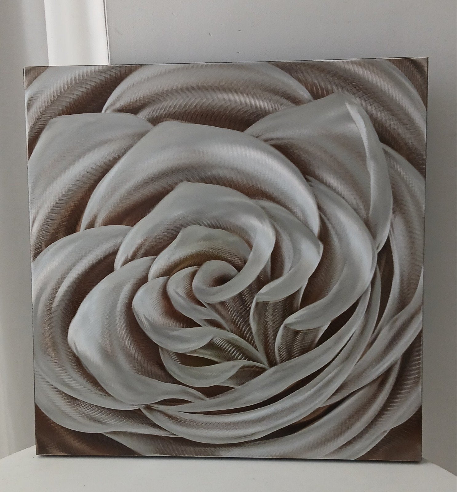 Wanddecoratie 'The Rose' - Zilverkleurig Metaal 50x50cm, Ophalen of Verzenden