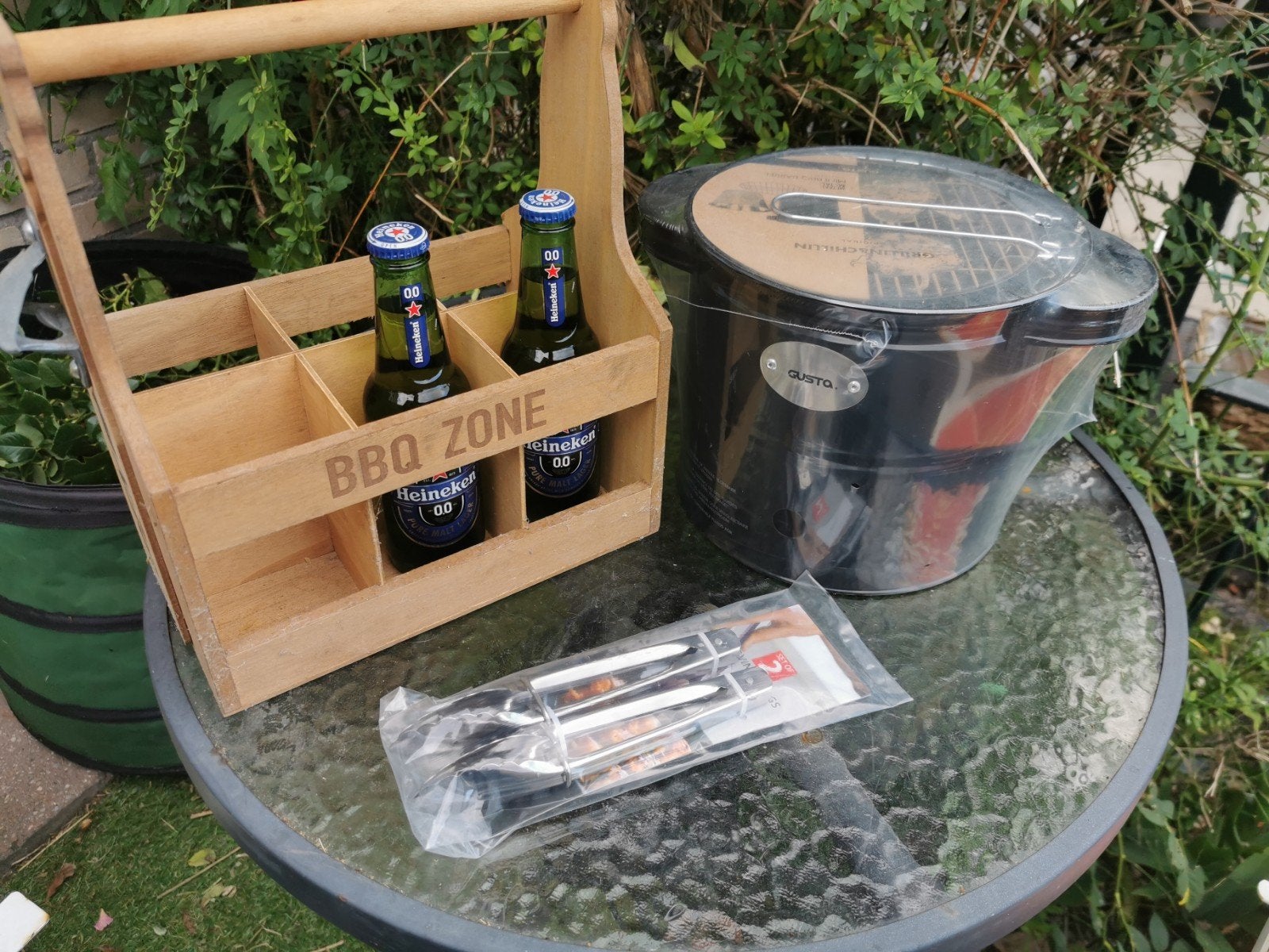 BBQ emmer, bbq zone bakje voor flesjes en tangen, Tuin en Terras, Ophalen