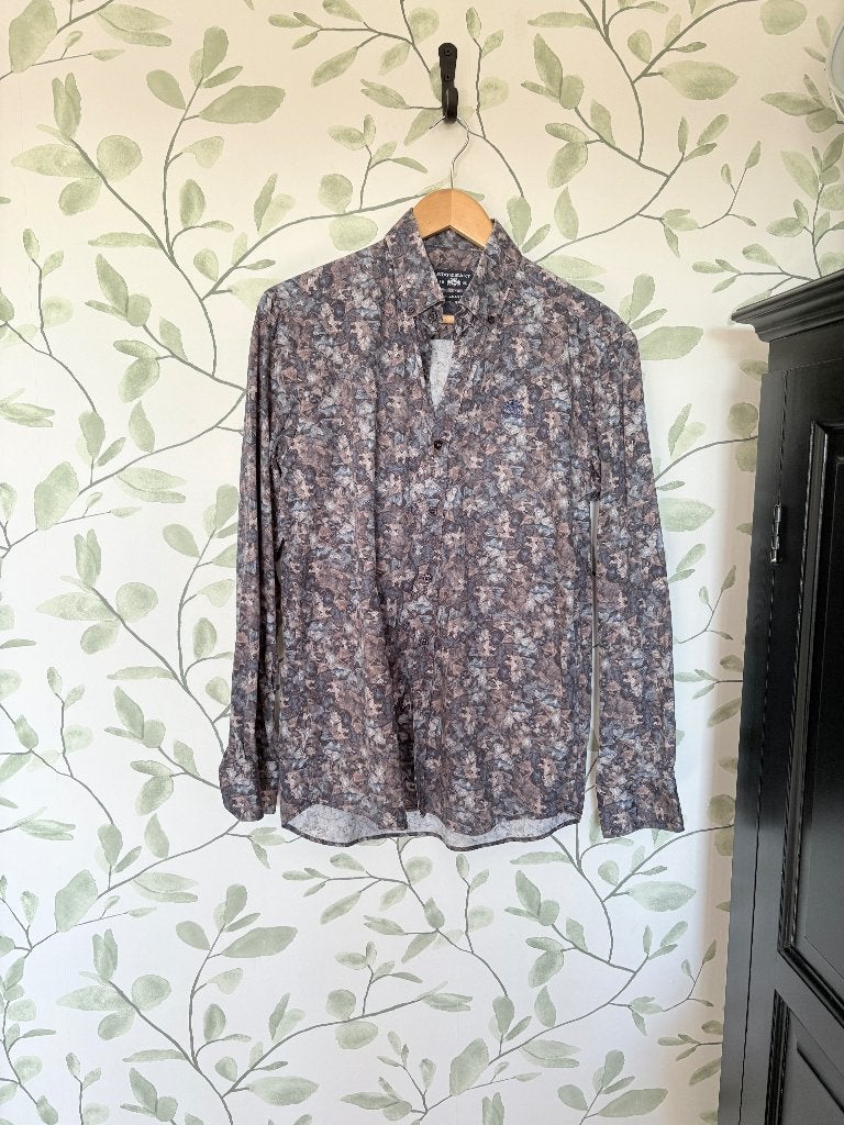 State of Art regular fit overhemd blauw beige bruin medium, Blauw, Halswijdte 39/40 (M), Zo goed als nieuw, Ophalen