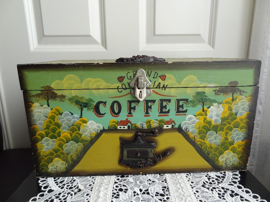 Vintage Grand Colombian Coffee Kist / Opbergkist, Minder dan 50 cm, Gebruikt, Verzenden, Minder dan 50 cm