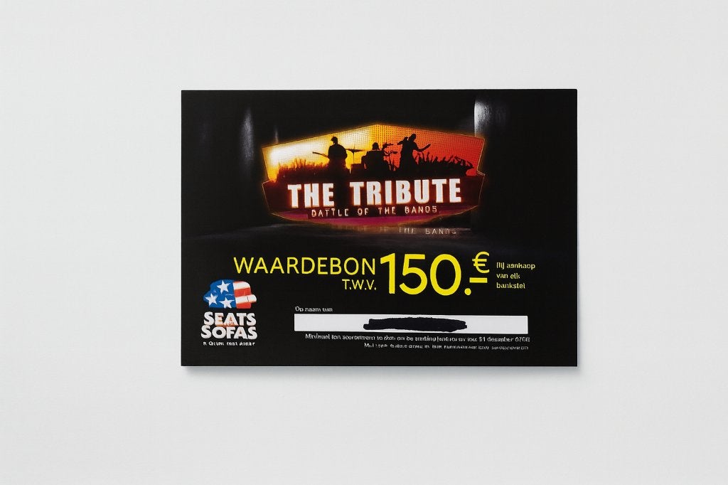 SEATS AND SOFAS waardebon cadeaubon ter waarde van 150 euro, Eén persoon, Cadeaubon