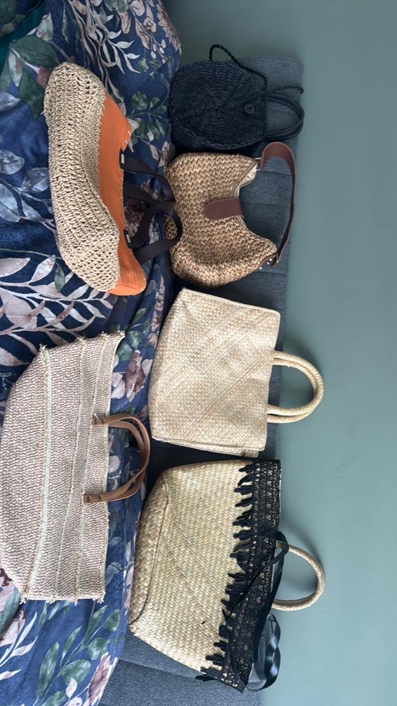 6 mooie zomer rieten handtassen/shoppers, Sieraden, Tassen en Uiterlijk, Tassen | Damestassen, Ophalen of Verzenden, Zo goed als nieuw