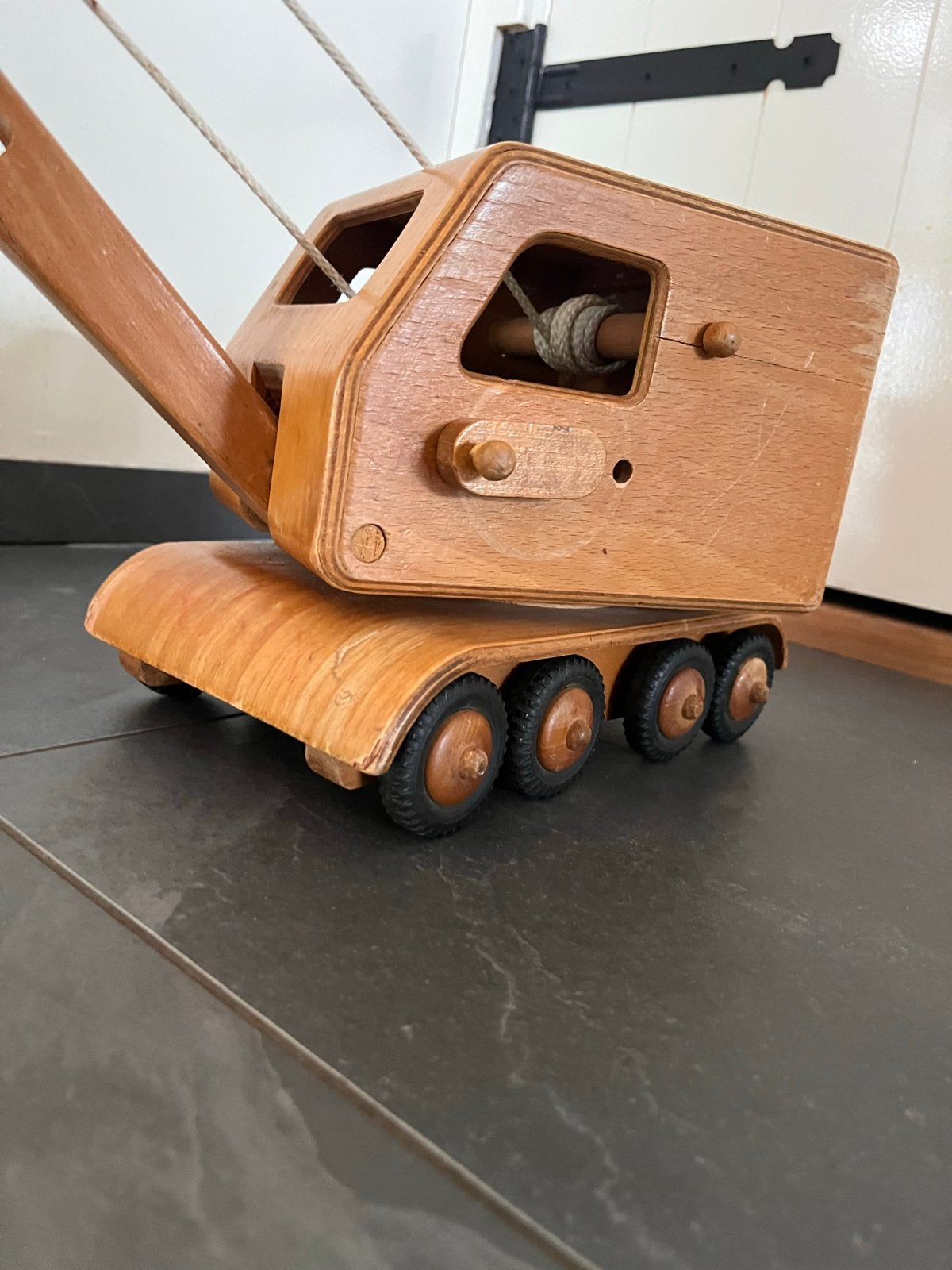 Vintage Houten Hijskraan FWF DDR - Uniek Speelgoed, Kinderen en Baby's, Speelgoed | Houten speelgoed, Gebruikt, Overige typen