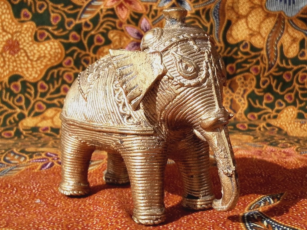 Mooi antiek brons beeldje uit India van een olifant 8,8 cm., Antiek en Kunst, Handgemaakt, India, Ophalen of Verzenden, Brons