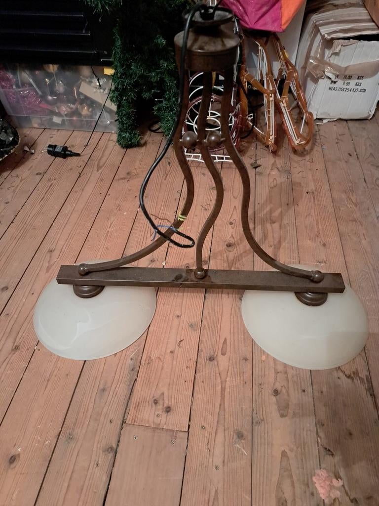 Vintage hanglamp, Gebruikt, Vintage, Ophalen of Verzenden, Glas