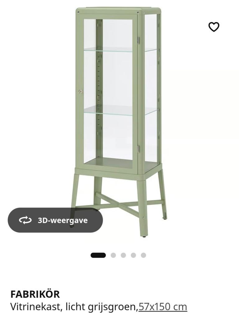 IKEA FABRIKÖR Vitrinekast - Licht Grijsgroen (57x150 cm), Huis en Inrichting, Kasten | Vitrinekasten, Ophalen, Zo goed als nieuw