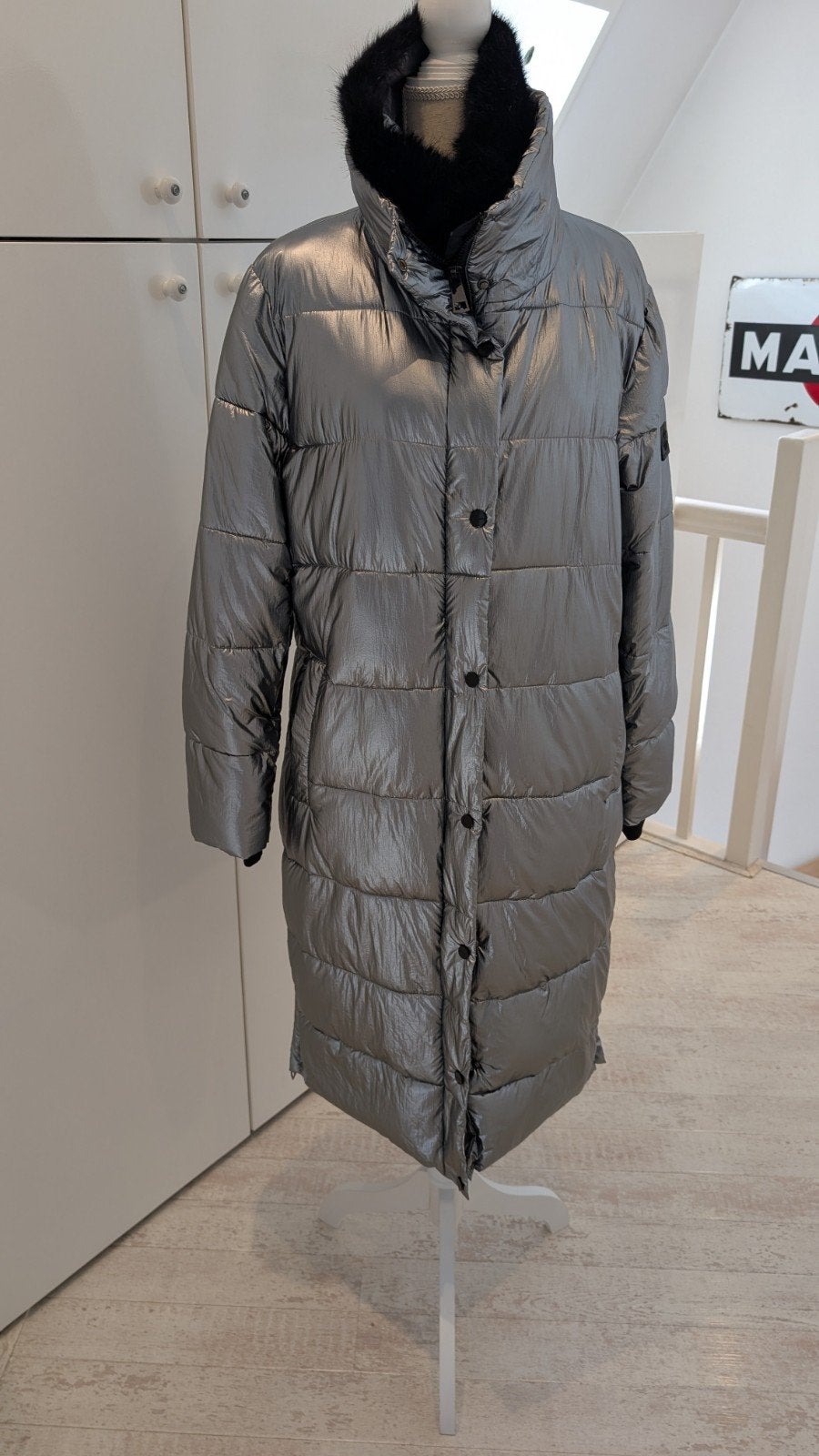 Rino & Pelle Winterjas Dames Maat 42 Zilverkleurig, Maat 42/44 (L), Ophalen of Verzenden, Gedragen, Zilver