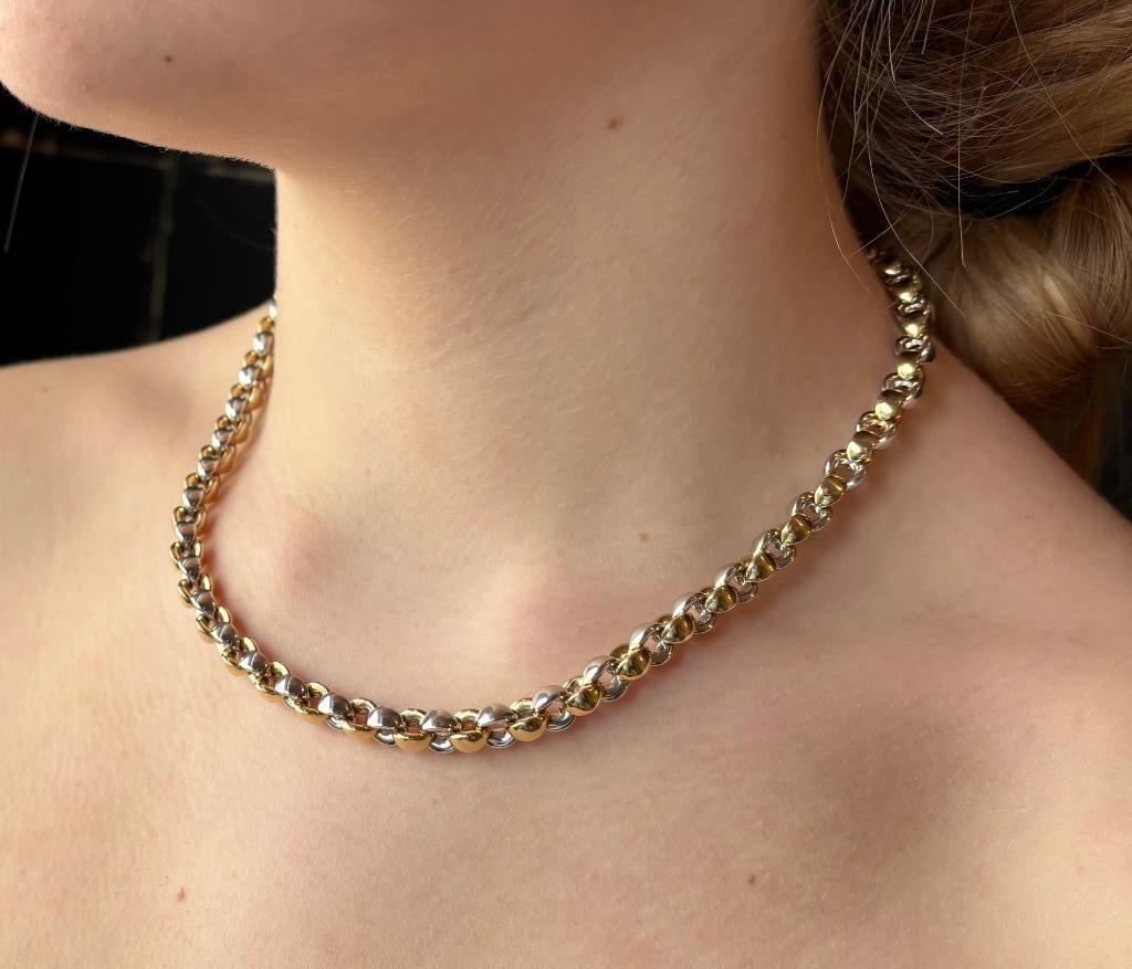Jasseron exclusieve 14k bicolor gouden ketting dames nieuw, Voordeelsieraden, Verzenden, Zo goed als nieuw, Met edelsteen