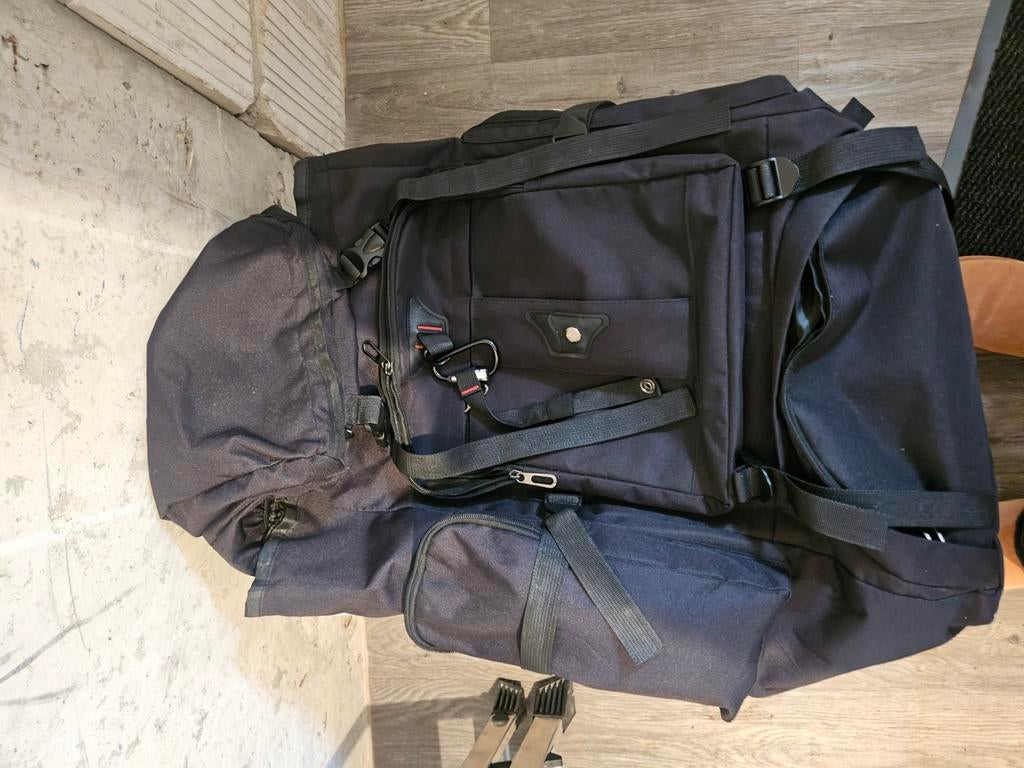 Zwarte Backpack 55L met Regenhoes, Sieraden, Tassen en Uiterlijk, Tassen | Rugtassen, Overige merken, 40 cm of meer, Gebruikt