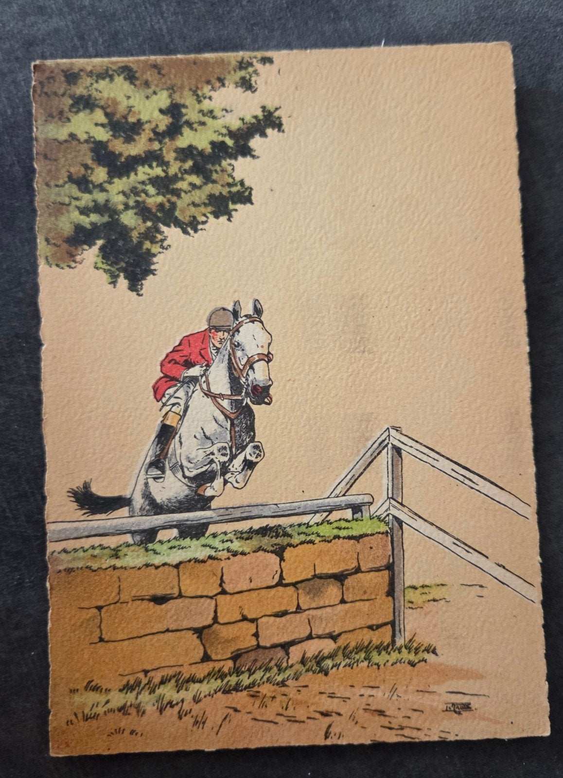 Ruiter te Paard Springt over Hek, Verzenden, 1920 tot 1940, Ongelopen, Overige thema's