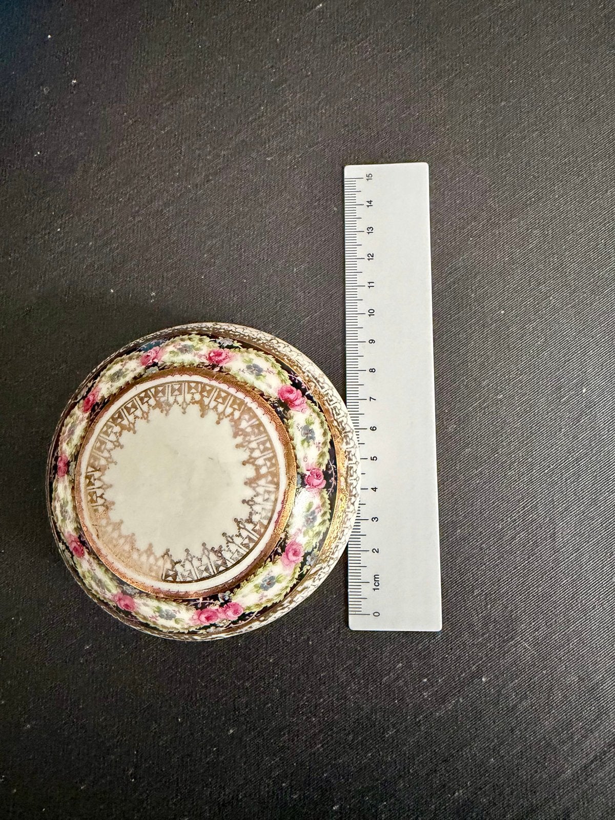 Vintage Porseleinen doosje met Bloem- en Goudpatroon, Ophalen of Verzenden