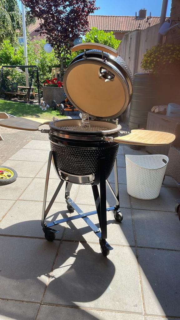 Nieuwe Kamado BBQ Keramische Grill - Zwart 19, 22 en 24 inch, Tuin en Terras, Houtskoolbarbecues, Ophalen, Nieuw, Onbekend