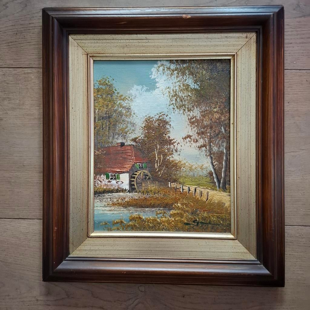 Prachtig schilderij met houten lijst, Antiek en Kunst, Kunst | Schilderijen | Klassiek, Ophalen of Verzenden