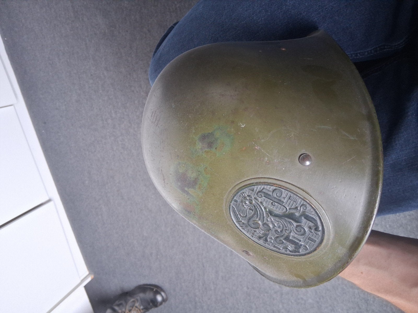 M34 helm in mooie staat, Verzamelen, Ophalen of Verzenden, Landmacht, Nederland, Helm of Baret