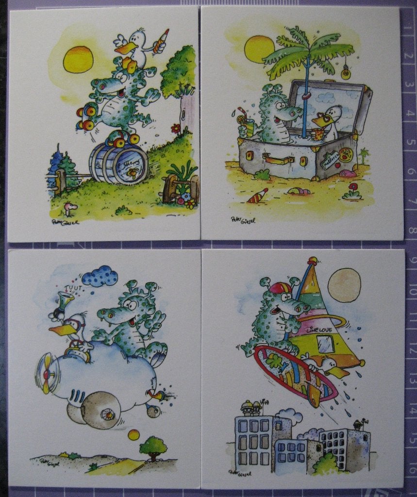 4 Kartonnen Plaatjes Dino Thema - Peter Giesel, Hobby en Vrije tijd, Kaarten | Zelf maken, Ophalen of Verzenden, Nieuw, Dieren