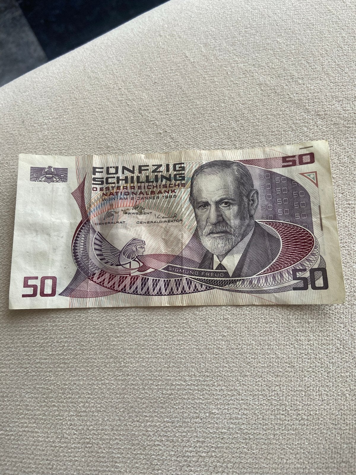 BİEDEN Oostenrijkse 50 Schilling biljet - Sigmund Freud, Postzegels en Munten, Bankbiljetten | Europa | Niet-Eurobiljetten, Ophalen of Verzenden