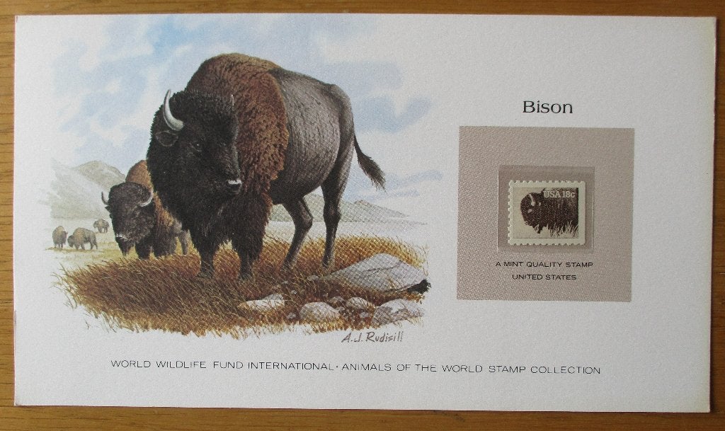 U.S.A., WWF kaart Bizon, Verzenden, Postfris, Dier of Natuur