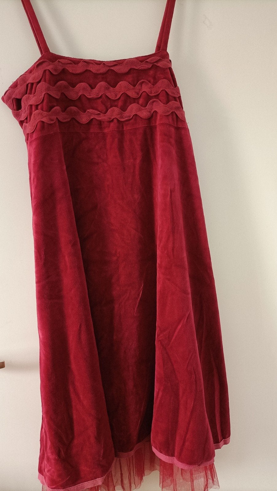 Vintage rode fluwelen jurk met 44/46, Kleding | Dames, Jurken, Art, Maat 42/44 (L), Ophalen of Verzenden, Zo goed als nieuw