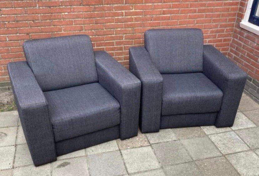 Twee antracietkleurige fauteuils, Ophalen, Zo goed als nieuw, Stof