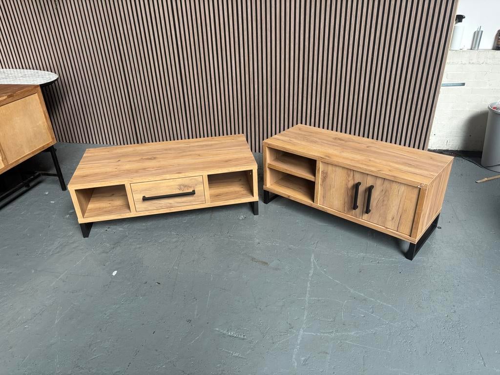 MEENEEMPRIJS industrieel dressoir + salontafel NIEUW