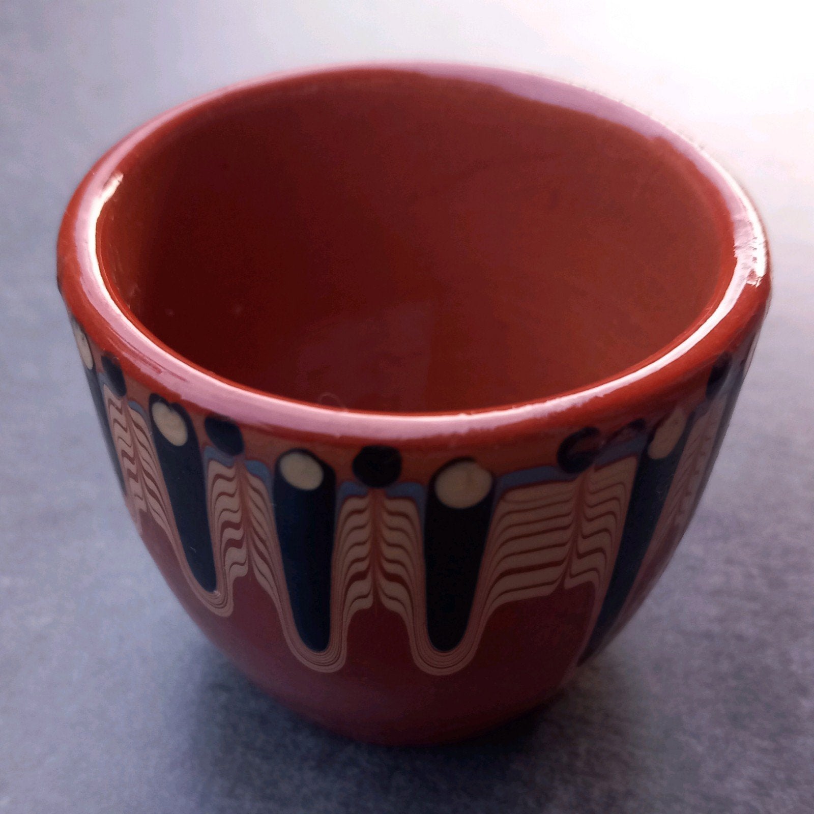3 Bulgaarse bekertjes/napjes. Handgemaakt. Terracotta., Vintage, Ophalen of Verzenden, Zo goed als nieuw, Kom(men)