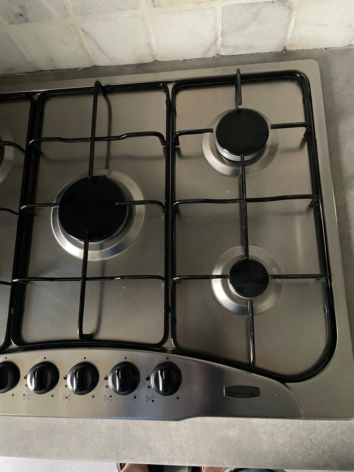 Inbouw gaskookplaat met 5 kookzones, Witgoed en Apparatuur, Ophalen, Gebruikt, Minder dan 85 cm, 4 kookzones