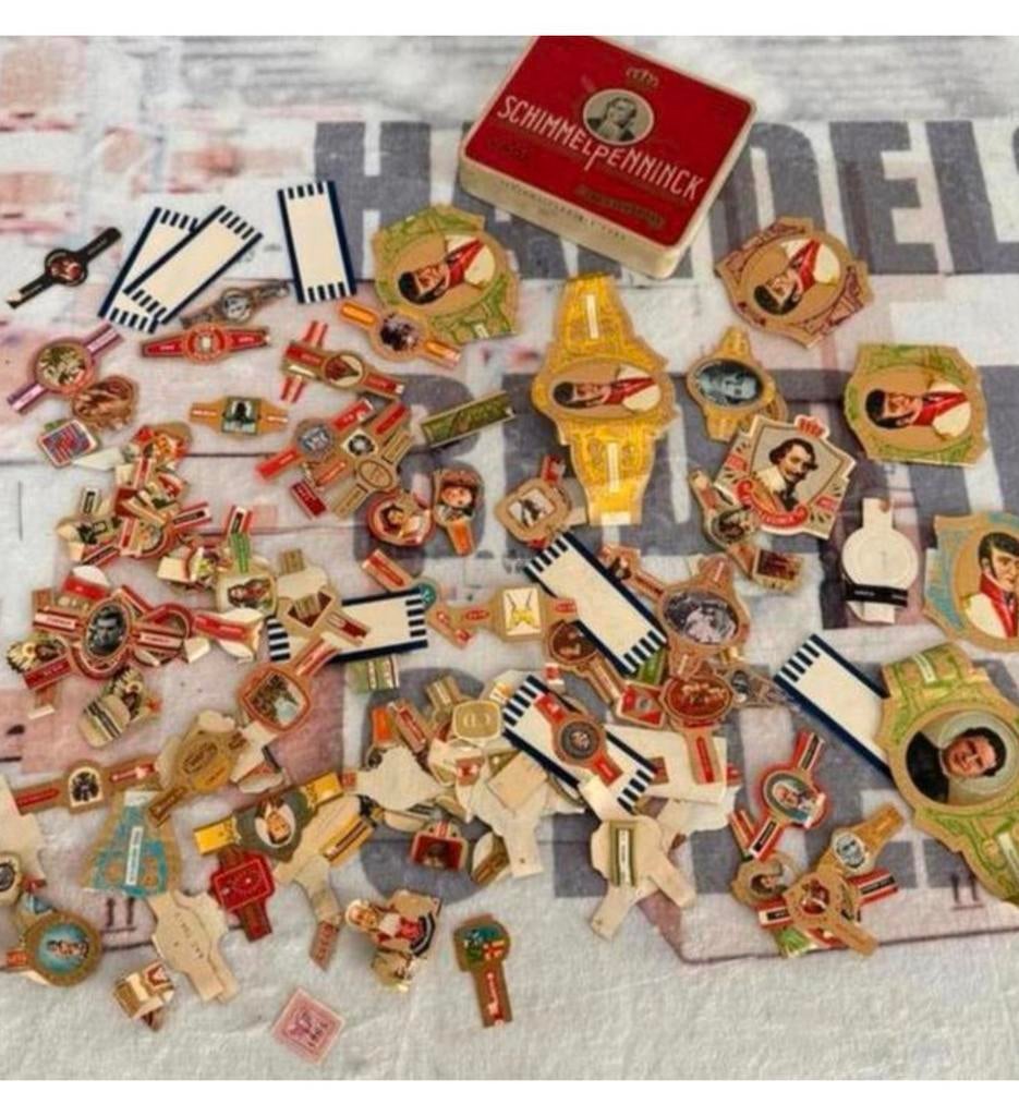 Partij + 100 sigarenbandjes sigaren bandjes en blik vintage, Ophalen of Verzenden, H, H, H