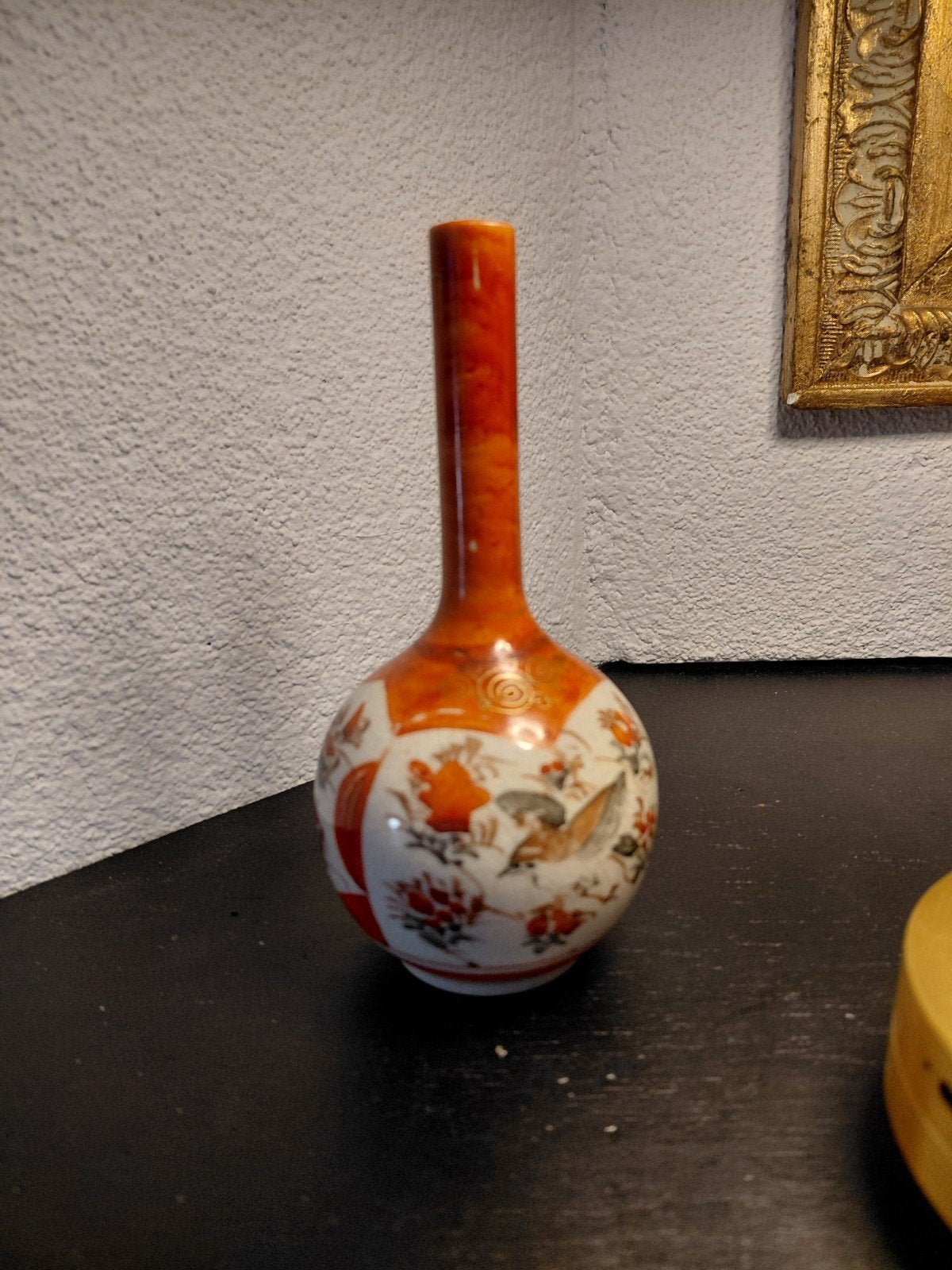 antiek klein Japans pijp vaasje gemerkt handgeschilderd, Ophalen of Verzenden