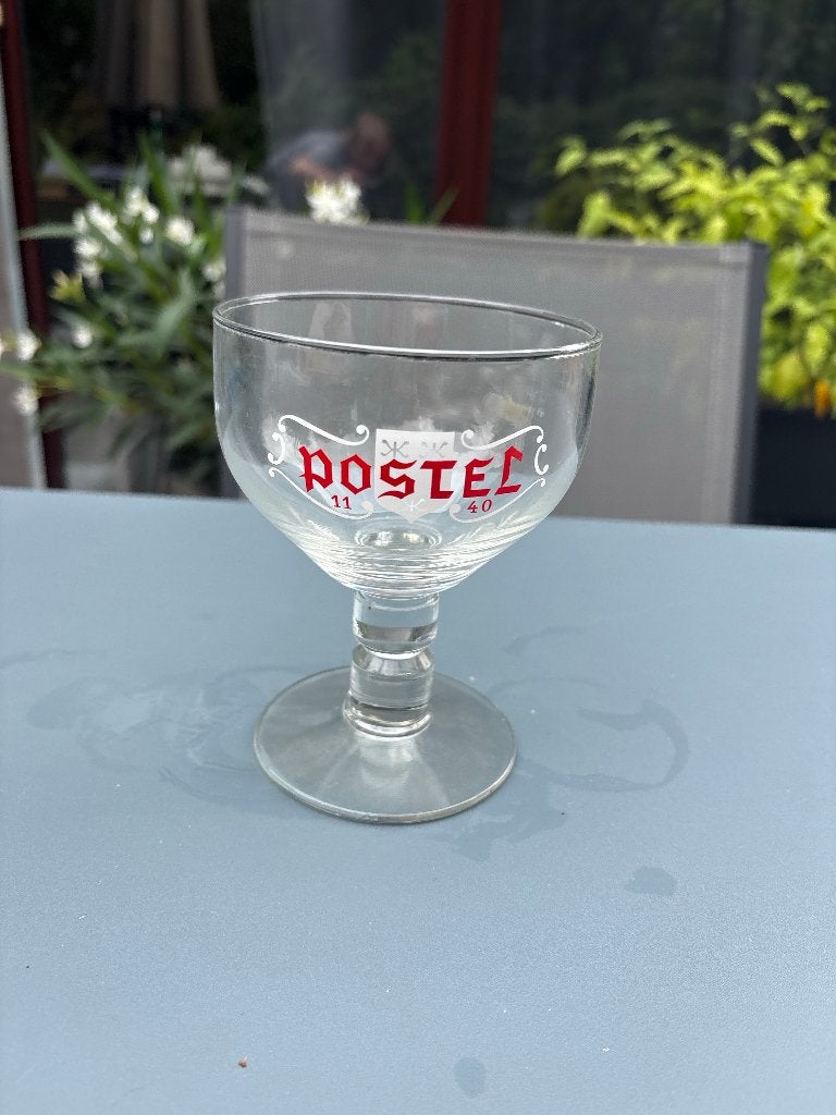Belgische abdijbier Postel - Kelkvormig bierglas, Verzamelen, Ophalen of Verzenden, Zo goed als nieuw, Glas of Glazen, Overige merken