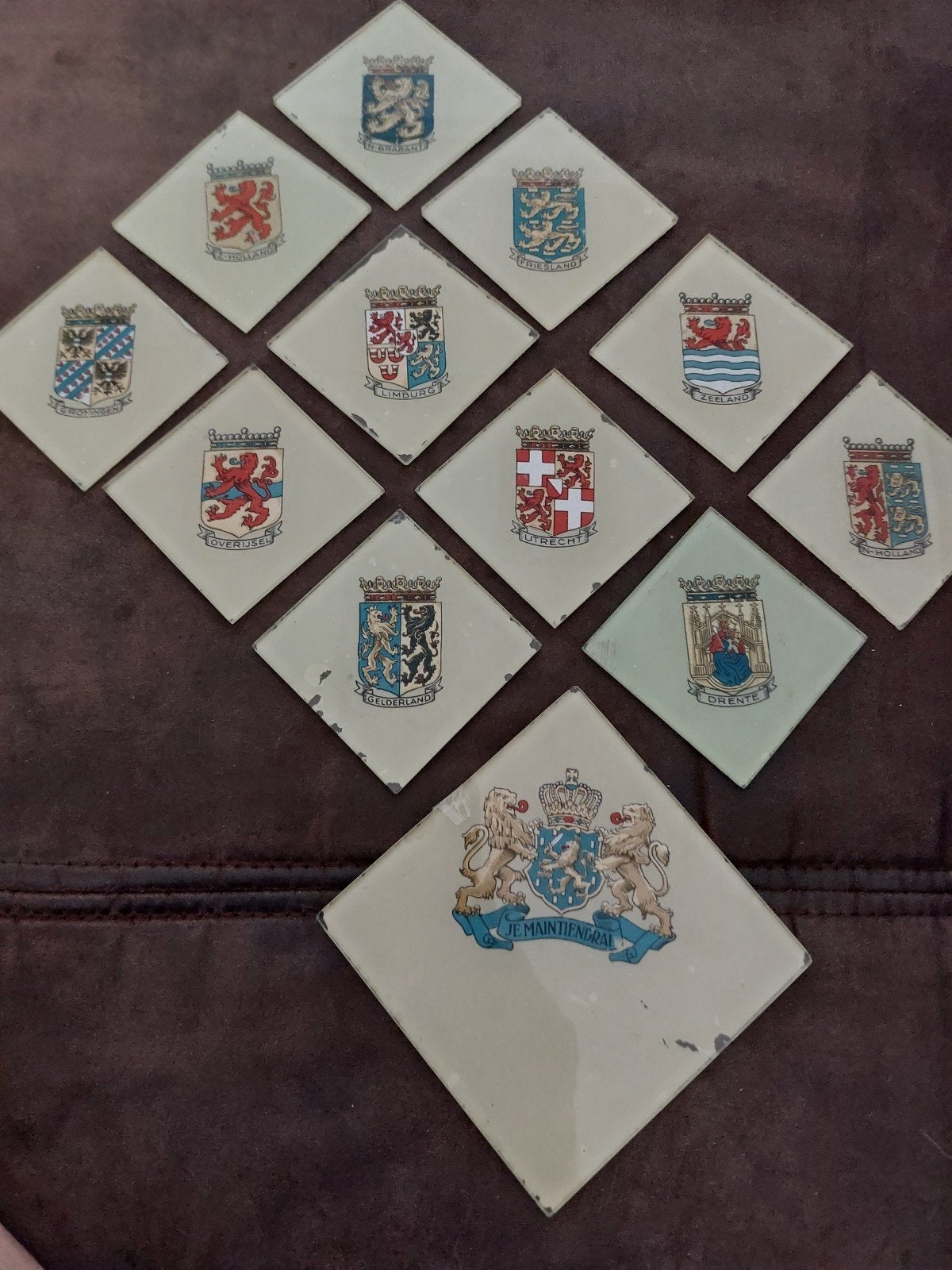 glazen onderzetters met wapens provincies, Ophalen of Verzenden