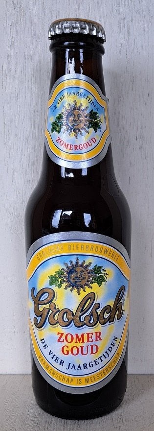 Grolsch Bierfles Zomergoud vol, Verzamelen, Biermerken, Ophalen of Verzenden, Zo goed als nieuw, Flesje(s), Grolsch