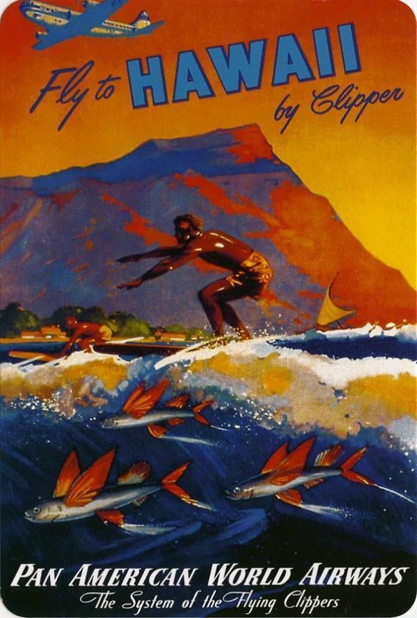 Luchtvaartposter Hawaii, Verzenden, Nieuw, Kaart, Foto of Prent