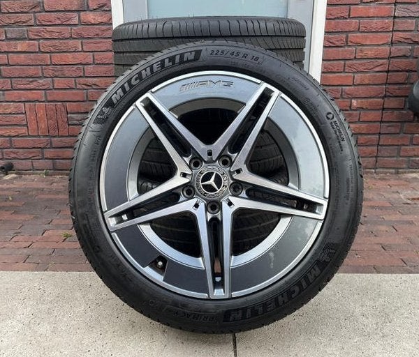 Originele Mercedes C-Klasse W206 S206 18 inch AMG Michelin, Ophalen, 18 inch, Gebruikt, Banden en Velgen