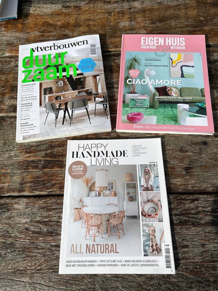 3x Woonbladen: Eigen Huis & Interieur, VT Wonen, Happy Handm, Ophalen of Verzenden, Gelezen, Overige typen