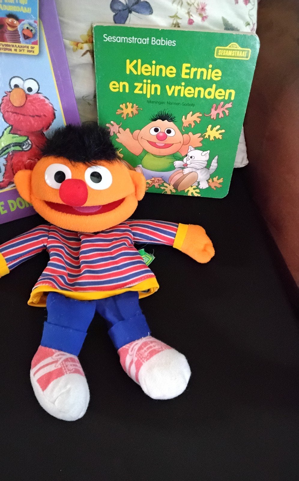 Sesamstraat Ernie knuffel met twee boekjes, Overige merken, Overige karakters, Overige typen, Ophalen of Verzenden