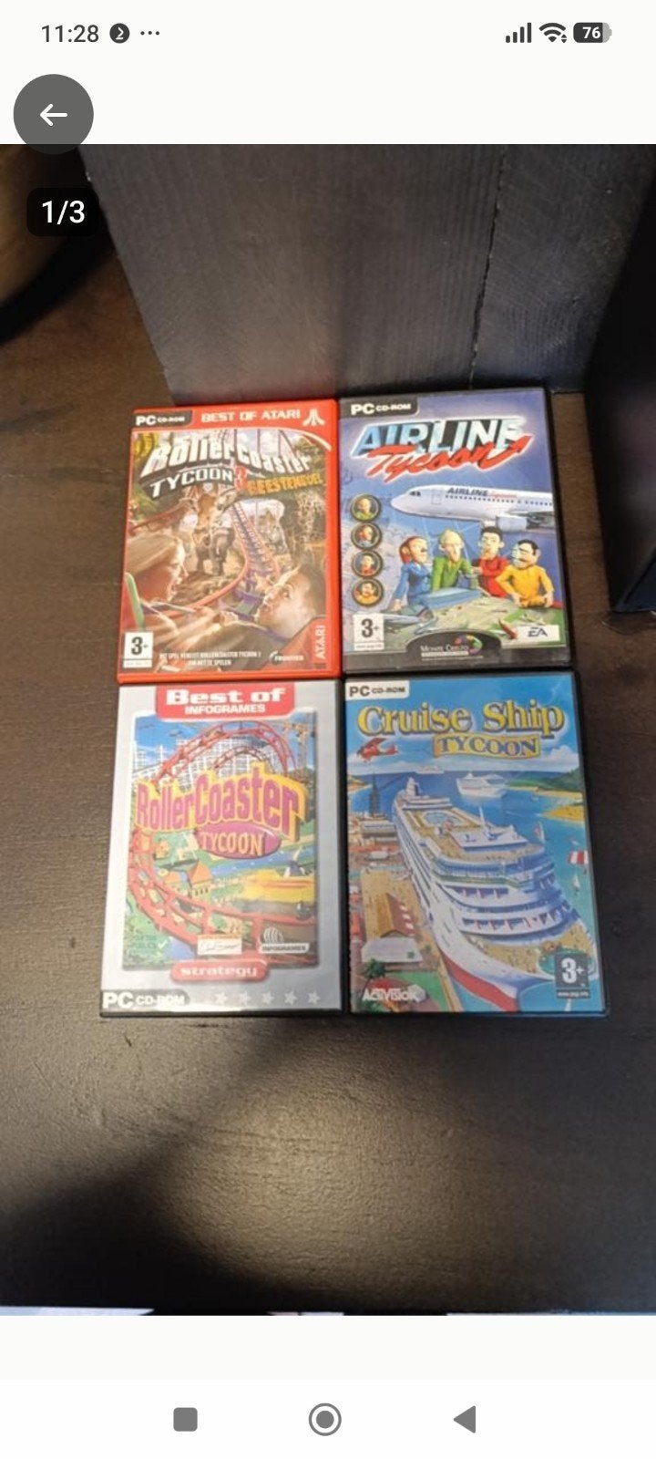 PC CD-ROM Tycoon Games: RollerCoaster, Airline, Cruise Ship, 1 speler, Ophalen of Verzenden, Zo goed als nieuw, Vanaf 3 jaar