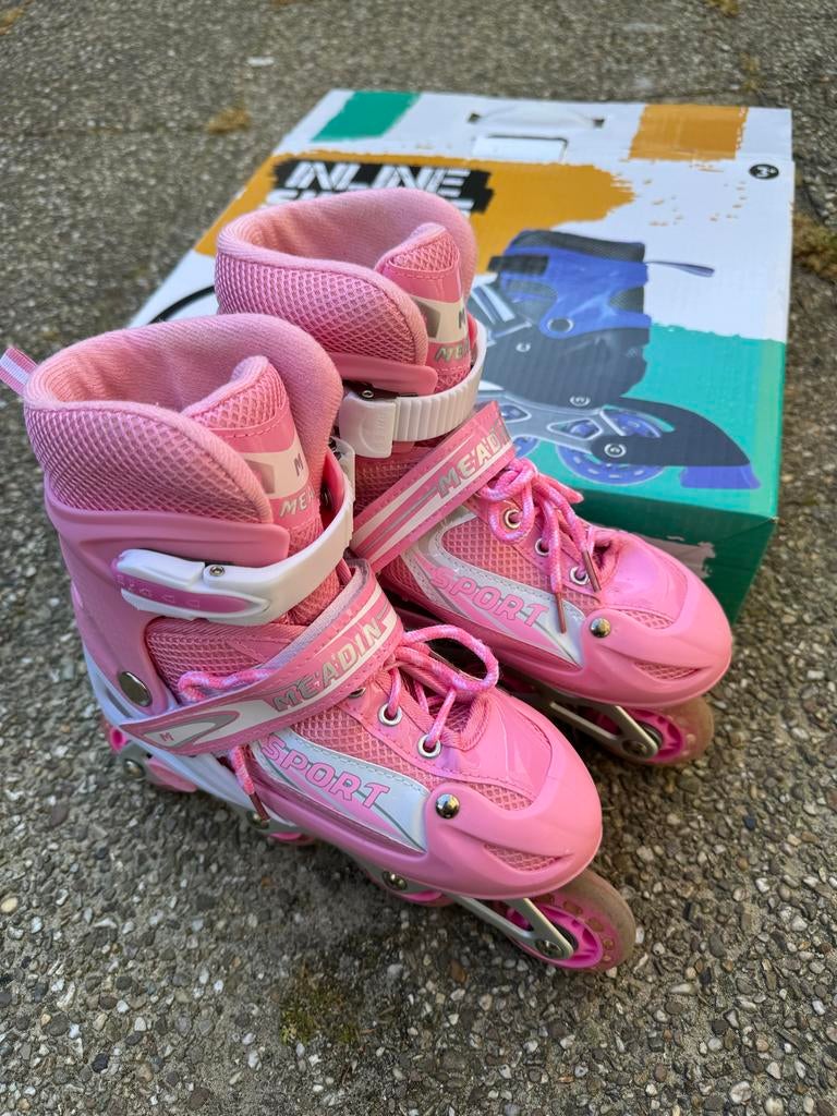 Roze verstelbare inline skates voor kinderen (maat 34-37), Verstelbaar, Kinderen, Nieuw, Inline skates 4 wielen