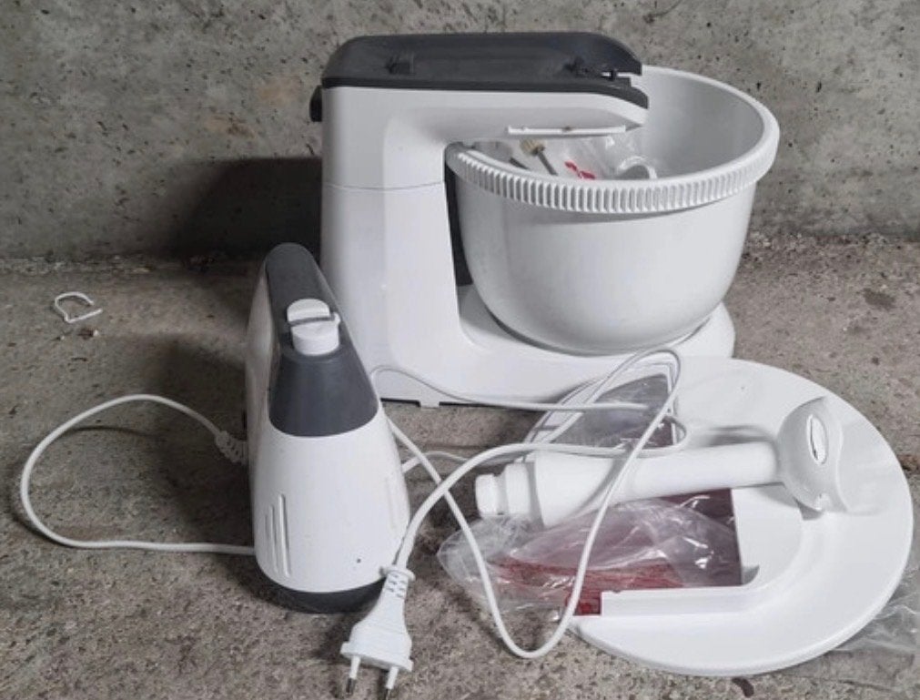Mixer met houder, gardes, deeghaken en staafmixer, Witgoed en Apparatuur, Ophalen of Verzenden, Zo goed als nieuw