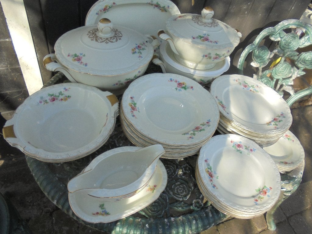 Dinerservies Edelstein Bavaria Frauenlob roze en gele bloem, Antiek en Kunst, Antiek | Servies compleet, Ophalen of Verzenden