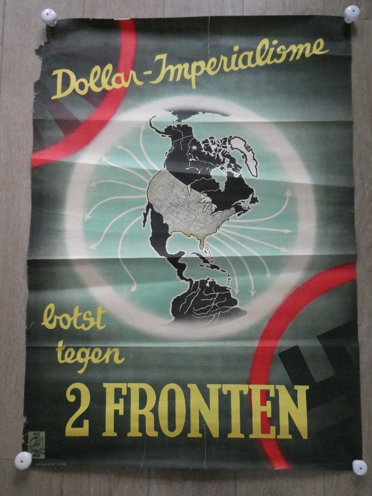 Poster Dollar - Imperialisme botst tegen 2 fronten., Verzamelen, Ophalen of Verzenden, Overige soorten, Nederland, Foto of Poster