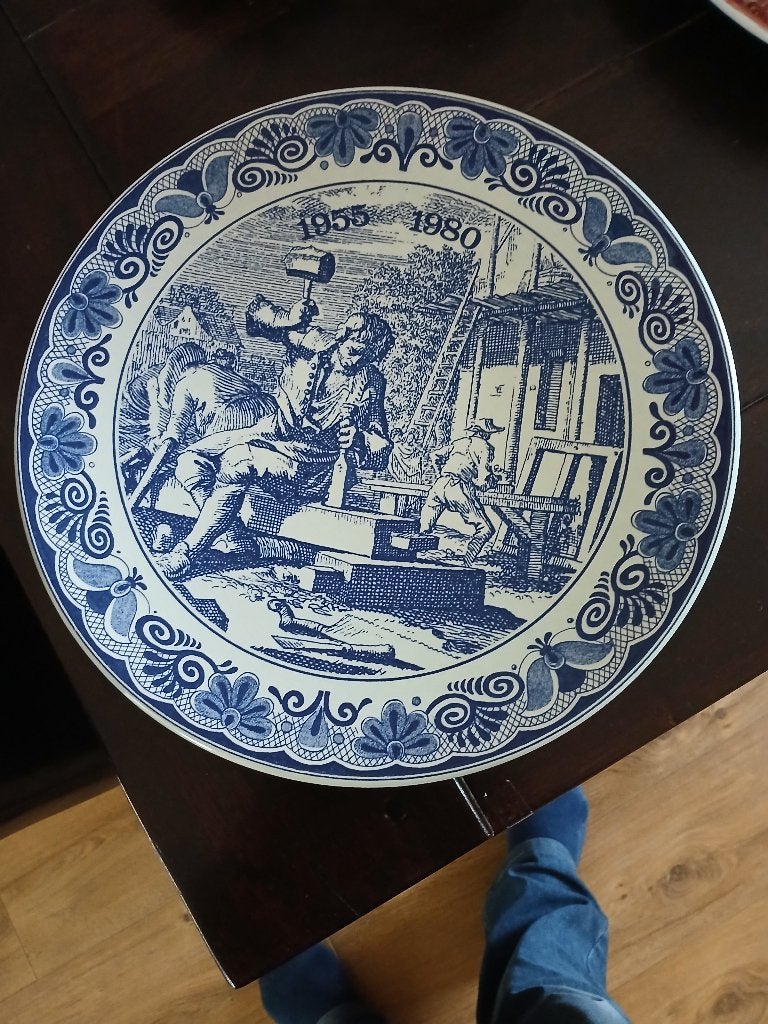 Delfts Blauw Herdenkingsbord 1955-1980, 30cm, Ophalen of Verzenden
