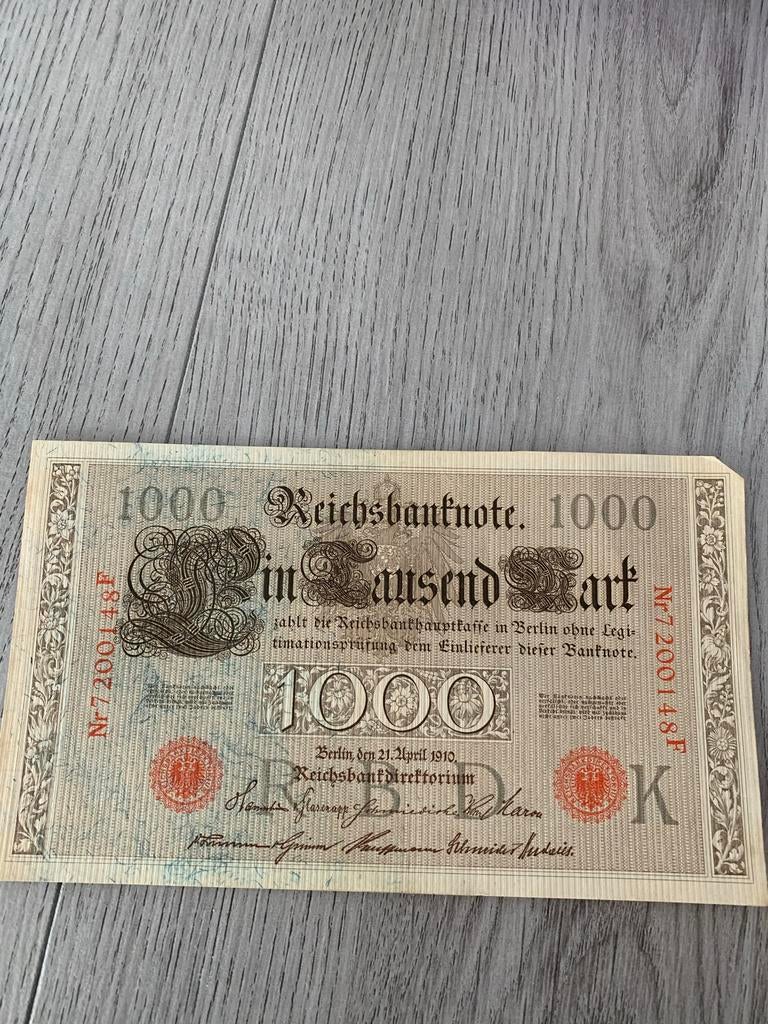 Duitse bankbiljetten 1000 Mark en 10000 Mark, Postzegels en Munten, Ophalen of Verzenden, Duitsland, Setje