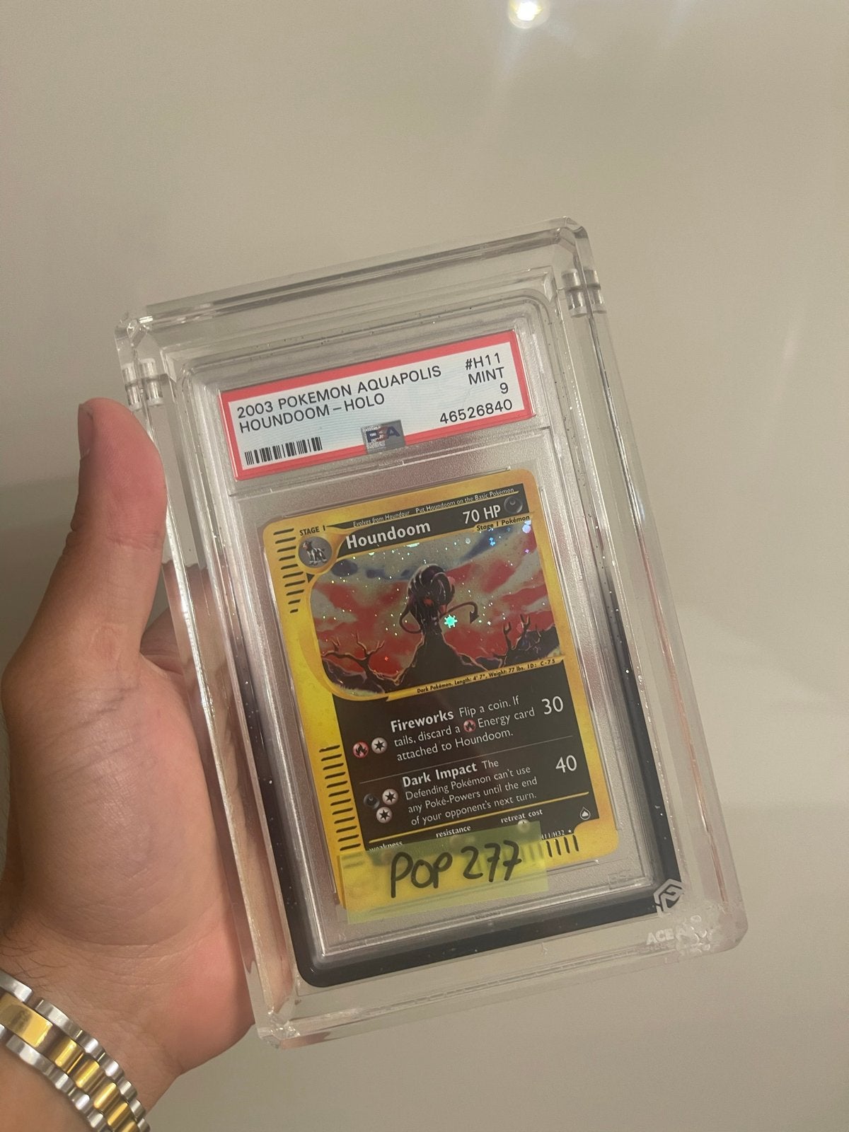 Aquapolis Houndoom Holo PSA 9, Ophalen of Verzenden, Zo goed als nieuw, Losse kaart, Foil