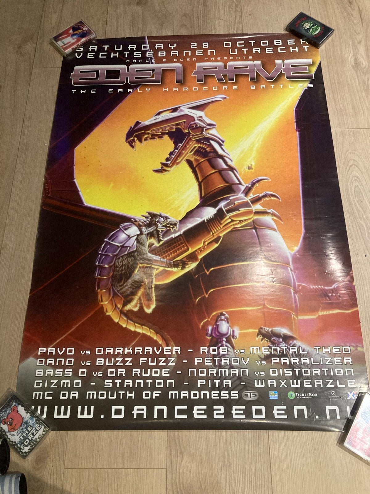 Poster D2E Eden Rave Hardcore Gabber, Deurposter of groter, Ophalen of Verzenden, Muziek, Rechthoekig Staand