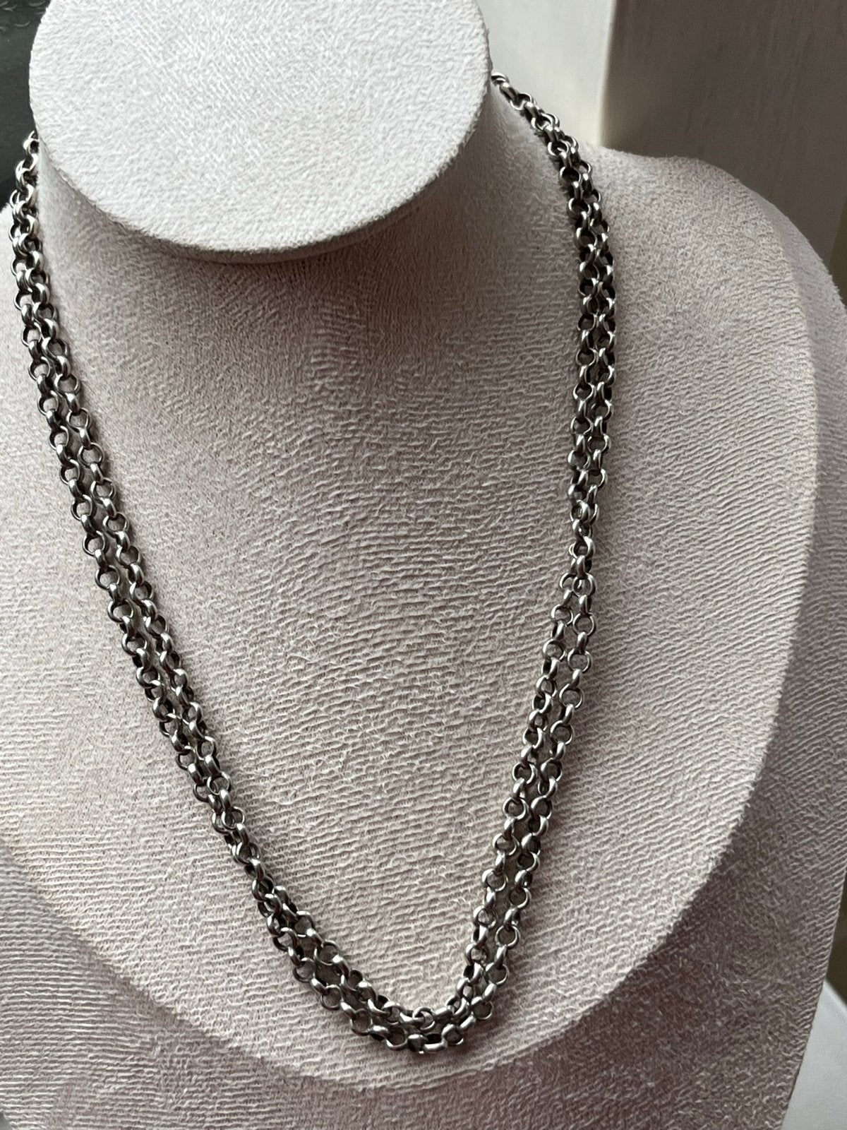 Antiek Zilveren Jasseron Collier - 90 cm, Verzenden, Zilver