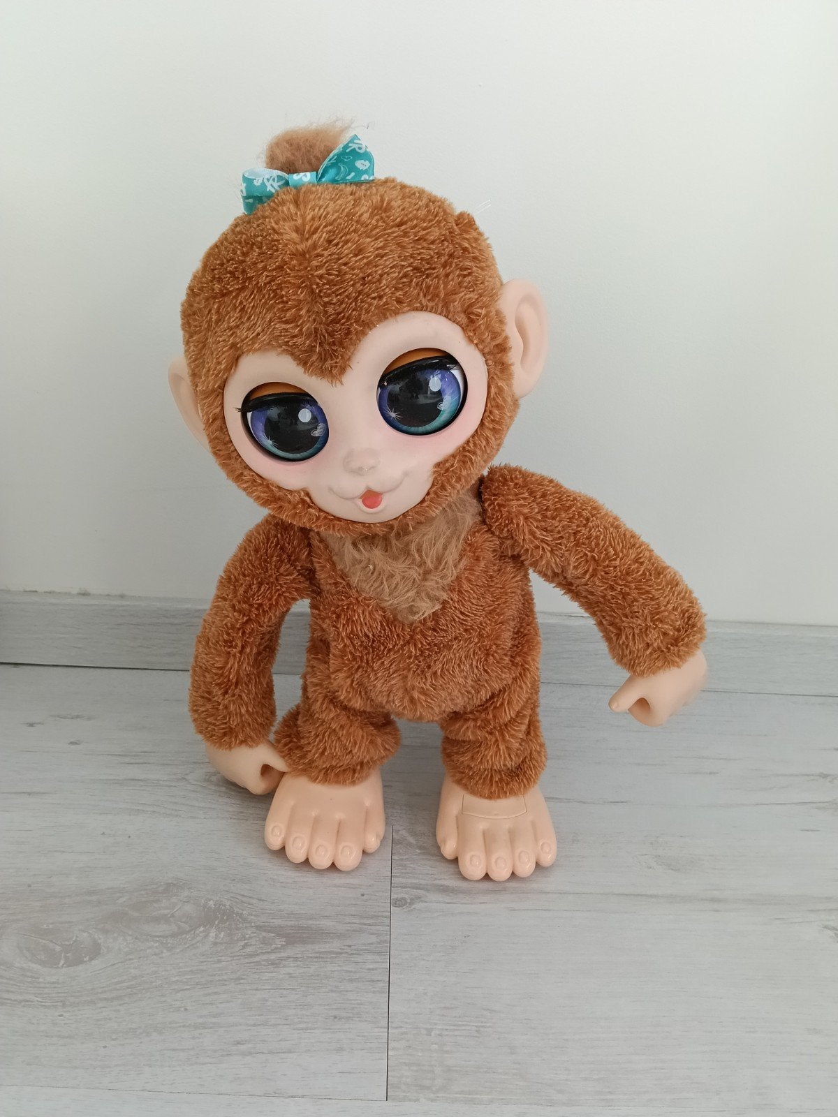 Interactieve aap knuffel met geluid en beweging, Ophalen, Gebruikt, Bruin, Interactief